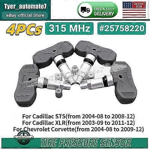 4x 25758220 Dekktrykksensor 315mhz Tpms For 2005-2009 Corvette C5 C6 7.0CJY