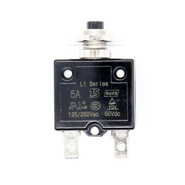1X 5A effektbryter 12V/24V knapp tilbakestillbar termisk effektbryter panelmontering med vanntett Black