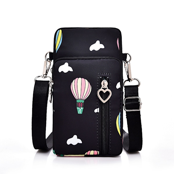 Små Crossbody-väskor för kvinnor Multifunktionell Vattentät Nylon Axelväska ll Telefon Sport Messenger Väskor blackballoon