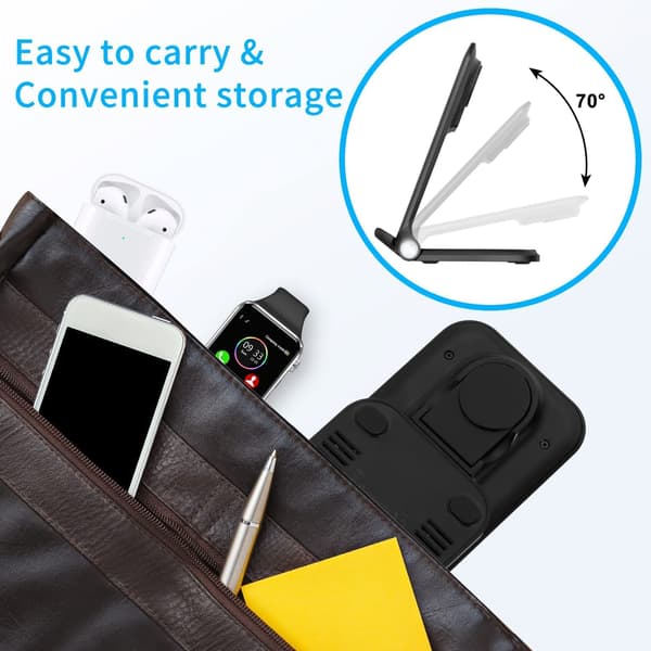 Wireless Charger, 15W Foldable 3-in-1 Wireless Charging Station