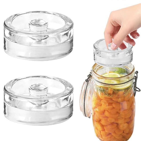2 STK Fermenteringsvægte med greb til sylteglas og konservering af fermentering