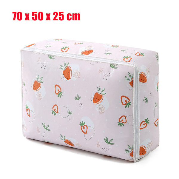 Förvaringsväska för täcken Garderob Kudde Vinterkläder Hållare Låda Stapelbara Leksaker Böcker Jeans Organizer Väska Vikbar Filt Förvaringsväska Strawberry - L