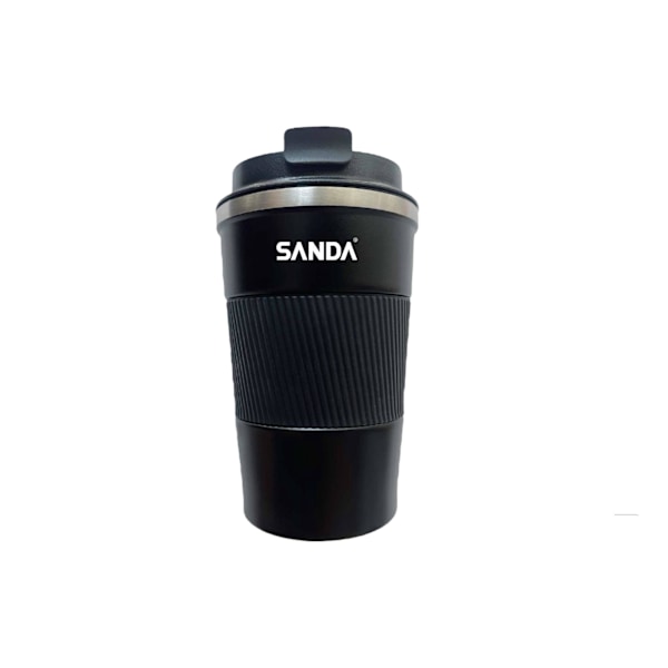 380 ml termos i rostfritt stål för kaffe och te, portabel läckagesäker kaffekopp, vakuumisolerad Black