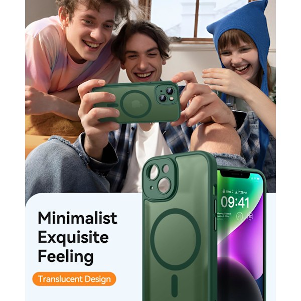 Magnetiskt Skal för iPhone 16 Pro Max med Fullständigt Kameraskydd [Kompatibelt med MagSafe] [Transparent Matt] Skyddande Mobilskal, Lila Djup Gr Deep Green iPhone 14