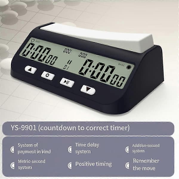 Skak Timer Professionelt Skakur Multifunktionelt Digitalt Ur Black