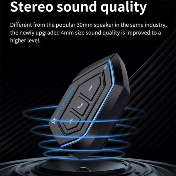 Motorsykkel Bluetooth 5.0 Intercom, Bluetooth Hodesettsett for Motorsykkelhjelm Intercom - Blå/Svart
