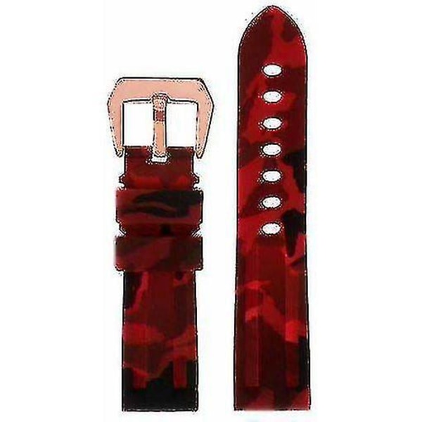 (26mm) Röd Camouflage Silikon watch med roséguld Pre-v spänne