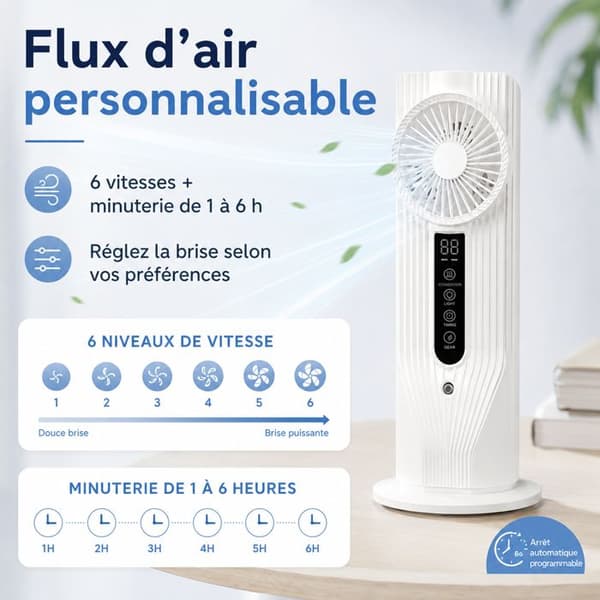 Bordvifte - REXON - Tårn 100ml - Tåkefunksjon - 6 Hastigheter - 1-6 Timers Timer