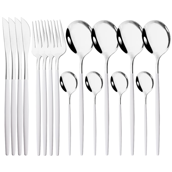 16 stk. Kniv, Skje, Gaffel Bestikksett Maple Rustfritt Stål Rosa White Silver