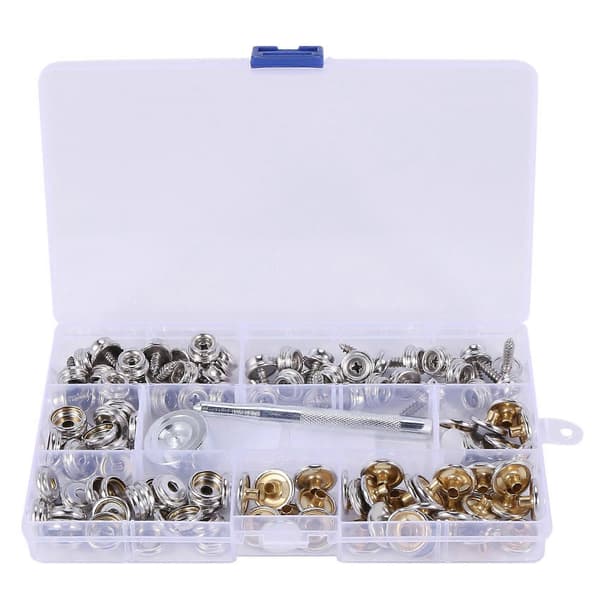 240-dele rustfrit stål marinekvalitet lærred og polstring bådovertræk trykknap fastgørelsessæt Silver