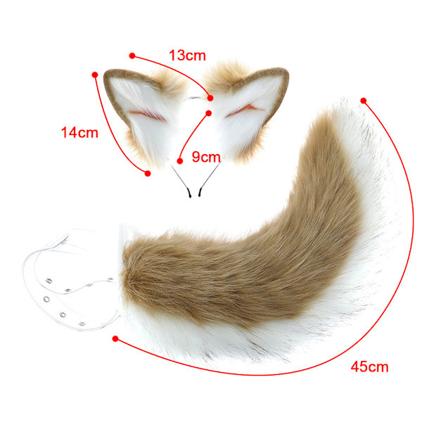 Kattöron Varg Hundöron Djur Sött Hårband Tillbehör för Halloween Jul (Öron + Svans Set)