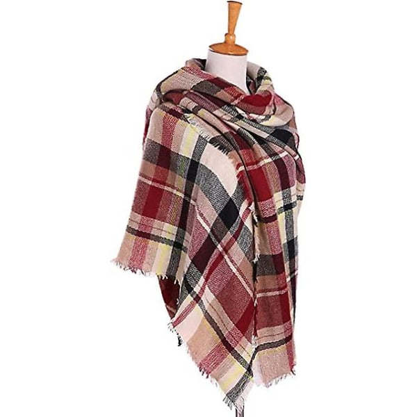 Stor Ull Rutig Scarf Dam Cashmere Sjal Scarf Varm Höst Vinter Stole Wraps Klassisk Elegant Mysig, Dam Rutig Faux Cashmere Höst/vinter Sjal