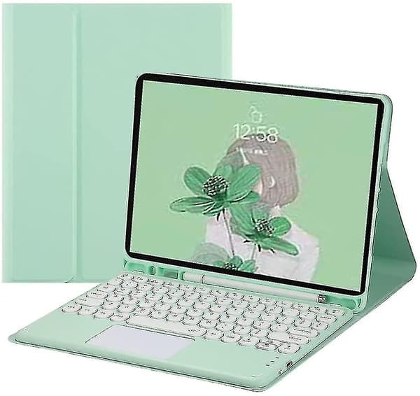 iPad Pro 12,9-tums Avtagbart Bluetooth-tangentbordsfodral med runda tangenter MintGreen