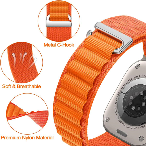 Loop-ranneke yhteensopiva  kellon rannekkeen kanssa 49mm 44mm 40mm 45mm 41mm 42mm 38mm 49 mm Nylon bralet iwatch -sarja Ultra 8 7 se 6 5 3 spa gray Series S10 42mm