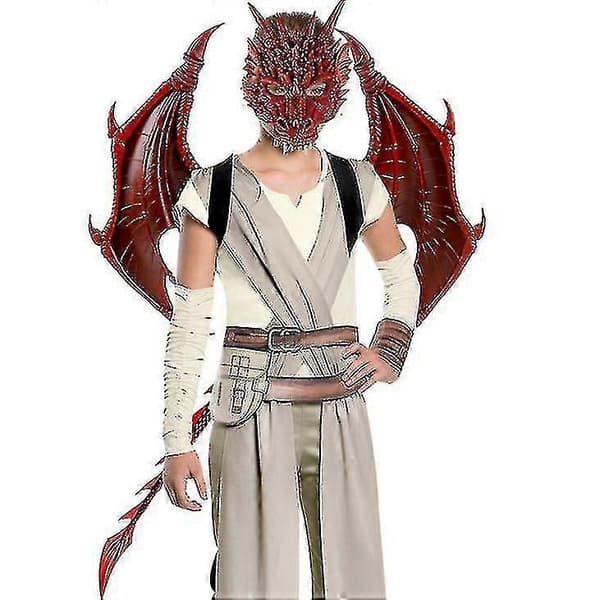 Drakvingar Kostym för Barn, Dinosauriesvans Mask Set, Kostym Red