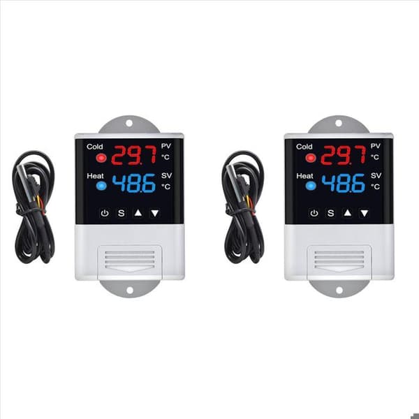 2x DTC2210 Trådlös Akvarietermostat med Sensor och Smart Home App-kontroll, ABS, Vit & Svart