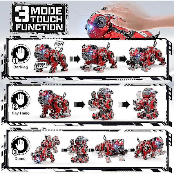 Robot Hund för Barn Fjärrkontroll Robot Uppladdningsbar Programmering Stunt Robo Hund Med Sång Dans Och Touch Funktion Jul Födelsedagspresenter