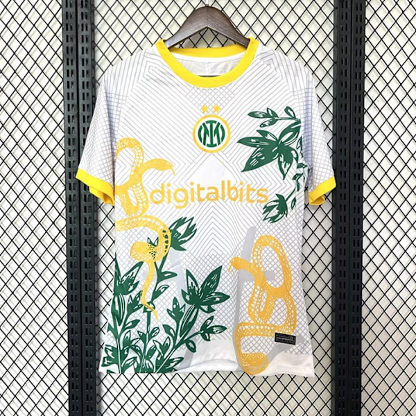 Sæson 2425 FC Internazionale Milano Kortærmet Fodboldtrøje Hurtigtørrende Åndbart Sportstøj Gul Yellow S