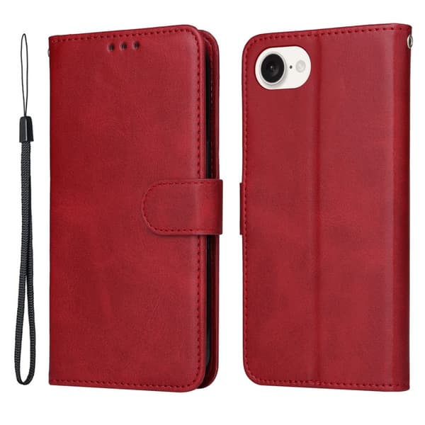 SKALO iPhone 16e PU Læder Wallet Case - Flere Farver Red R\u00f6d