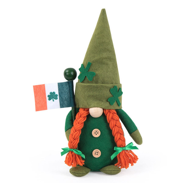 St Patrick's Day Dekoration Grön Gnome Figurine Ornament B