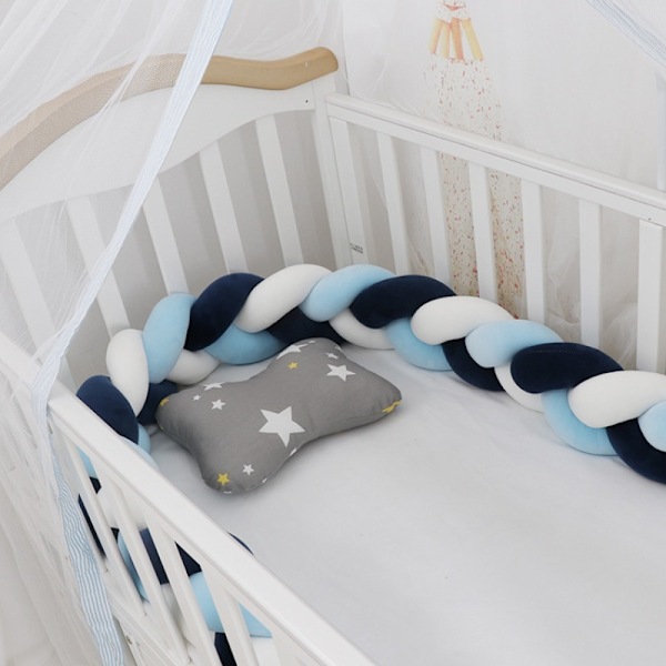 Baby roterande rak säng, sängskena dekoration, handgjord tresträngad fläta Ljusgrå Light gray 1 meter