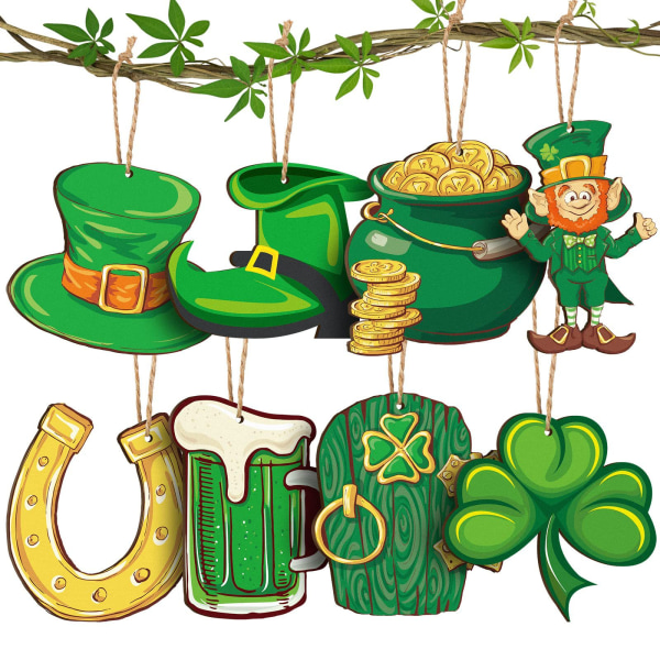 St Patrick's Day Gnome dekorativa hängande Shamrock Berlocker A