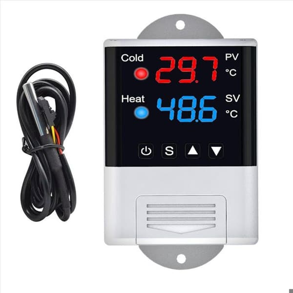 2x DTC2210 Trådløs Akvarietermostat med Sensor og Smart Home App-kontrol, ABS, Hvid & Sort