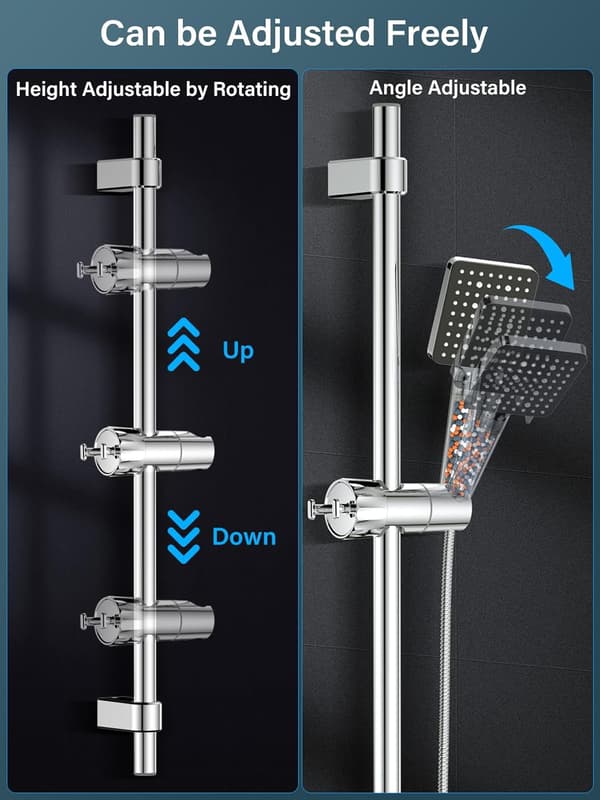 Replacement Shower Head Holder - Universal Adjustable Shower Head Holder with 2 Hooks for 16 to 28 mm Shower Bar, Shower
