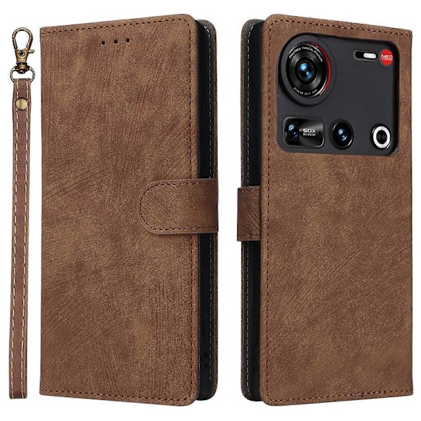 Til ZTE nubia Z70 Ultra Wallet Case RFID-blokering PU Læder Cover Stativ View-Grøn Multicolor Brown