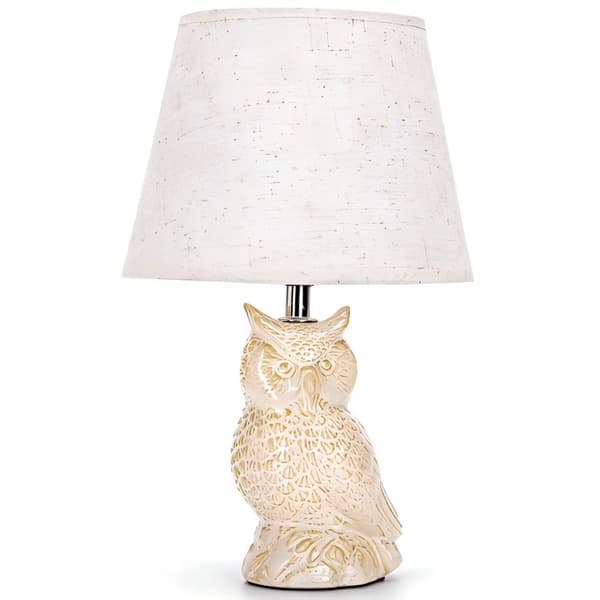 Decorative White Ceramic Owl Lamp, E14 Socket, Vintage and Cozy Style.