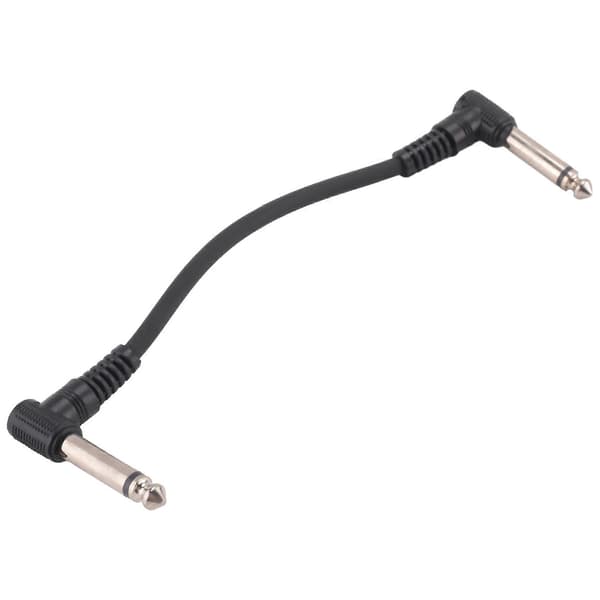 6 x elektriske guitar-kabler 15 cm 1/4 retvinklet effektpedal patchkabel sort