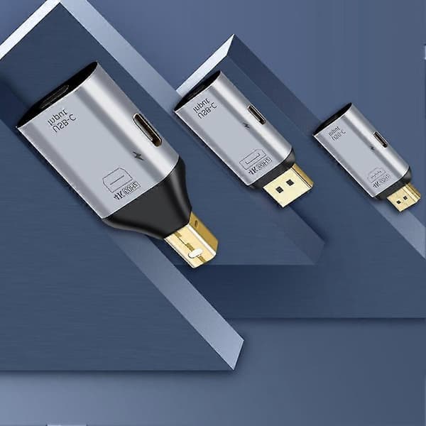 Mini DisplayPort–USB-C-sovitin 4K 60 Hz HD-videomuunnin yleiskäyttöön GrayBlack