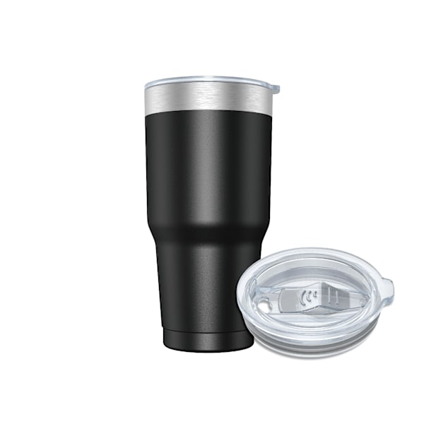 Kaffetermosmugg 900ml (10 färger) och tekopp för hand eller bil - Termosmugg i rostfritt stål med lock, rostfri stålkopp. Black