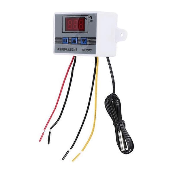 2 stk W3002 Digital temperaturregulator Mikrocomputertermostat Termoregulator Varme Køl Tempera gray  white