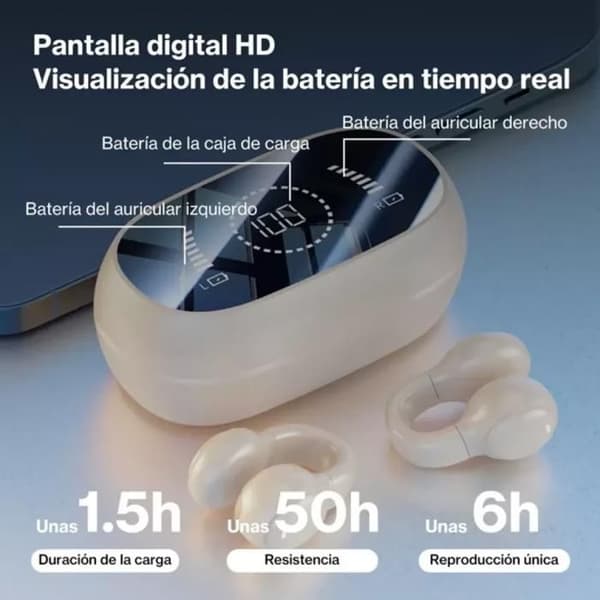 1 par trådløse øretelefoner, benledning, åpen øre, Bluetooth 5.3, sport, løping.