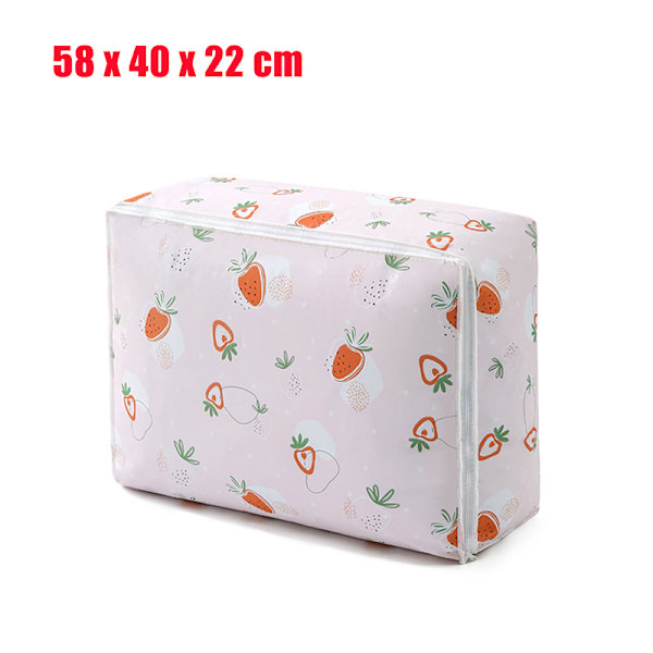 Förvaringsväska för täcken Garderob Kudde Vinterkläder Hållare Låda Stapelbara Leksaker Böcker Jeans Organizer Väska Vikbar Filt Förvaringsväska Strawberry - S