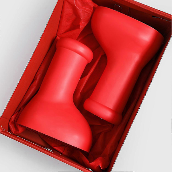 Store røde sko, Anime regnstøvler for menn og kvinner, vanntette sklisikre tykksålede Eva store røde støvler - bra Red 8.5 UK Wide - 27.5cm