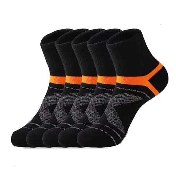 5 Par Herrestrømper Sort Sportsstrømper Casual Løb Efterår Vinter Åndbare Herrestrømper Black socks G693