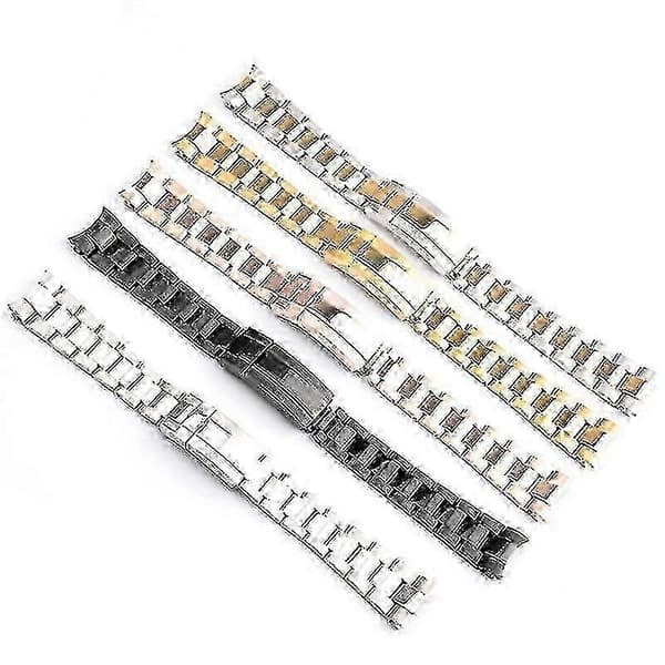 For Rolex Daytona/Submariner erstatningslenke i rustfritt stål med 20 mm/21 mm solid lenkedesign? Silver 20mm No Logo