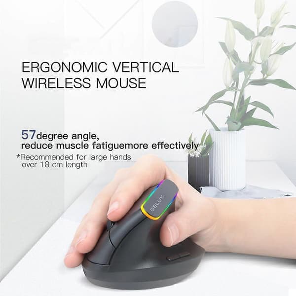 DELUX M618DB 6-tasters 1600 DPI RGB vertikal trådløs Bluetooth Dual-Mode mus M618DB (Bluetooth-versjon) Lithium Bluetooth Version