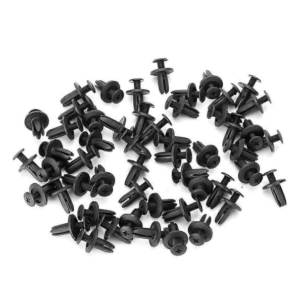 50 stk. 6 mm sorte plastik tryknitterclips 15x30,48 mm trimpanel