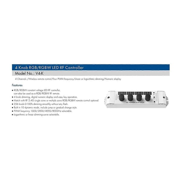 12-24VDC 4 knap nøgle RGB/RGBW LED lysdæmper RF-controller