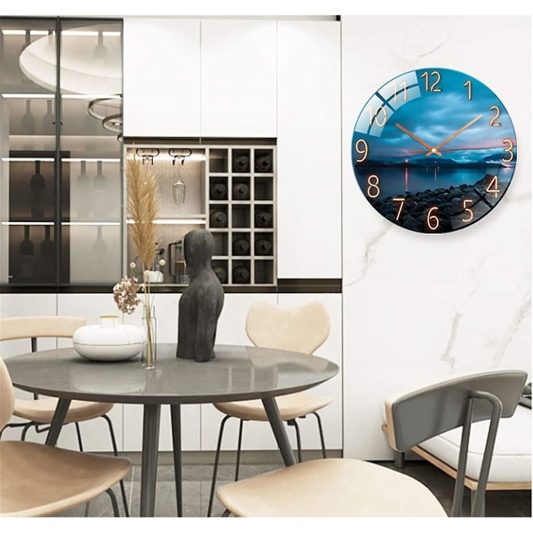 30 cm härdat glas Tyst väggklocka för vardagsrum kök kontor sovrum (stil D)