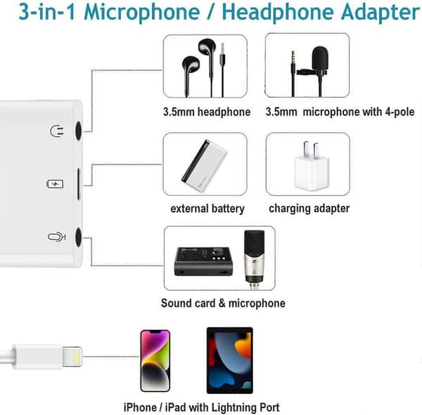 2025 Senaste Modell Mikrofon & 3,5 mm Hörlursadapter för iPhone Mikrofonadapter för