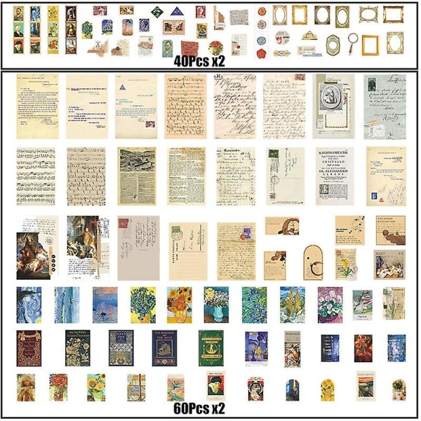 200 Stks/ set Vintage Journaling Scrapbooking Paper Esthetische Scrapbook Washi Stickers Papier Voor Tijdschrift Levert DIy Art Craft Set 3