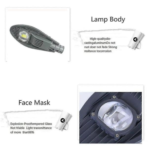 IP65 30W LED Gate- og Parklys Vanntett Utendørs Lampe Hvit