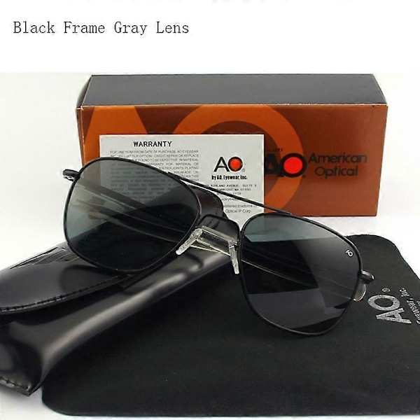 Høykvalitets amerikansk militærpilot AO solbriller glasslinse voksen merkevare designer kjørebriller voksen OP55 OP57 black-gray Size 57mm
