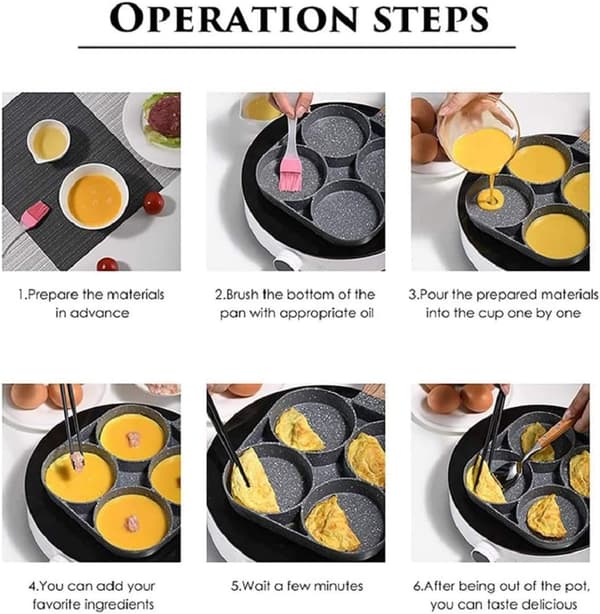 Non-stick Stekepanne med 4 Hull - Pannekakepanne, Stekepanne for Egg og Hamburger