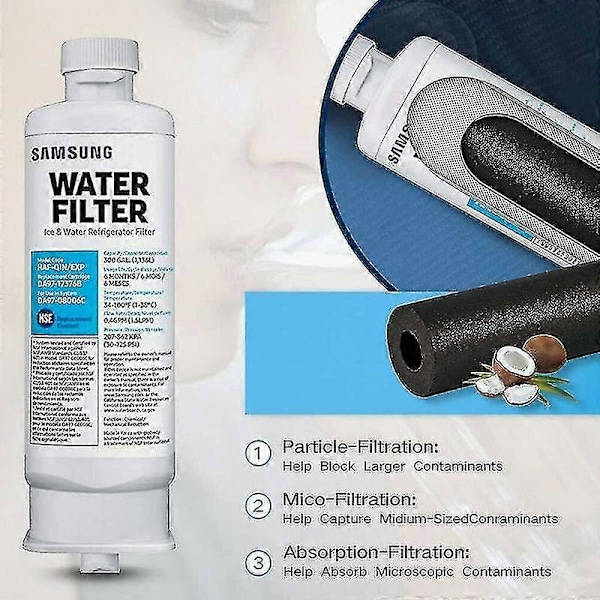 3 kpl Jääkaapin vedensuodatin Samsung Da977376b Haf-qin Da97-08006c