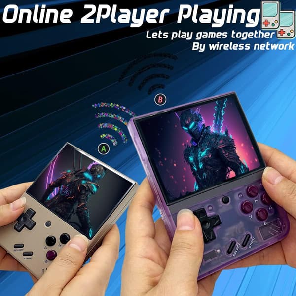 2025 Latest Model Miyoo Mini Plus Handheld Game Console 3.5-inch 640*480 IPS Screen 3000mAh Compatible with Multiplayer Portable Case Purple